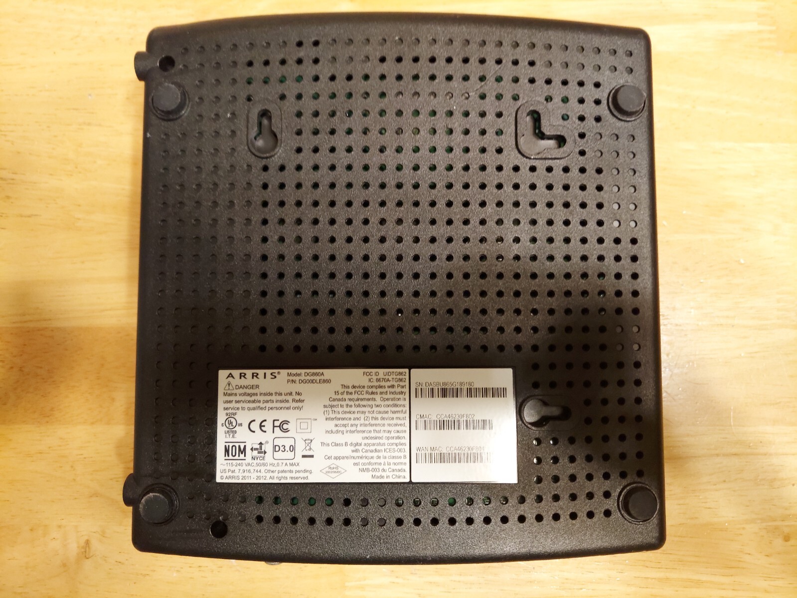 ARRIS DG860a modem
