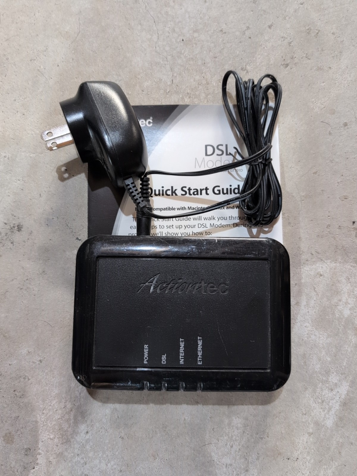 ActionTec GT701D High-Speed DSL Modem w Power Cord, CD & Quick Start Guide