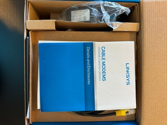 LINKSYS CM3024 High Speed DOCSIS 3.0 24×8 Cable Modem With Power Cable