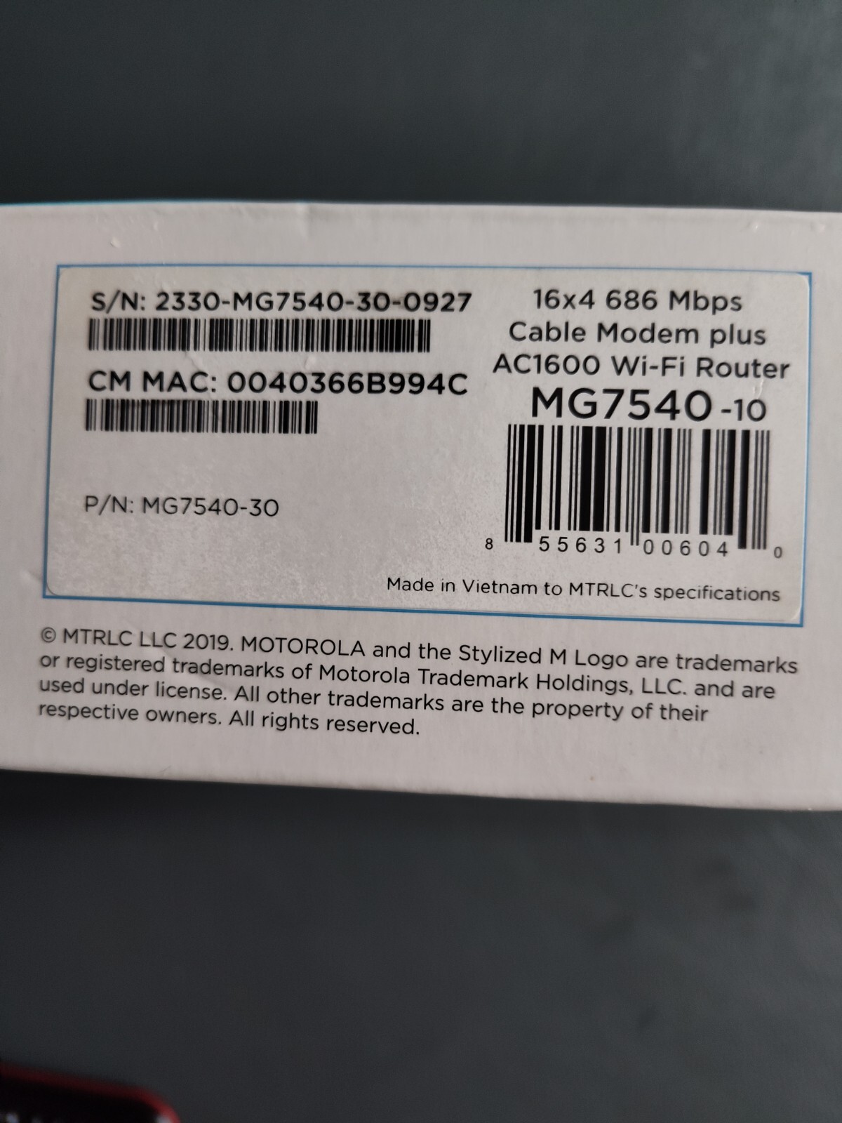 Motorola 16×4 Cable Modem Plus AC1600 wifi Router Used A Month. 💲Good Buy 💲 👍