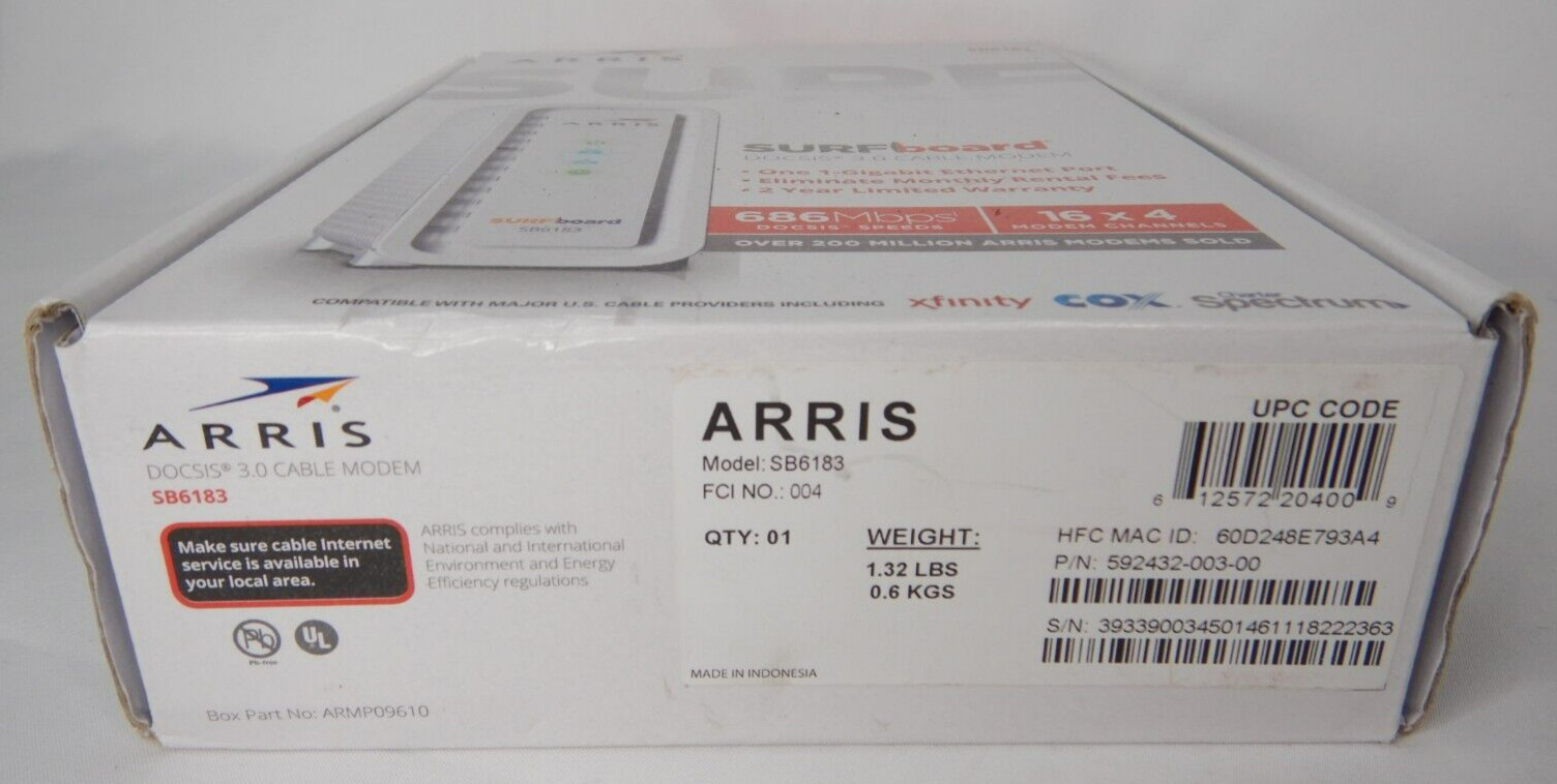 ARRIS Surfboard SB6183 Cable Modem White