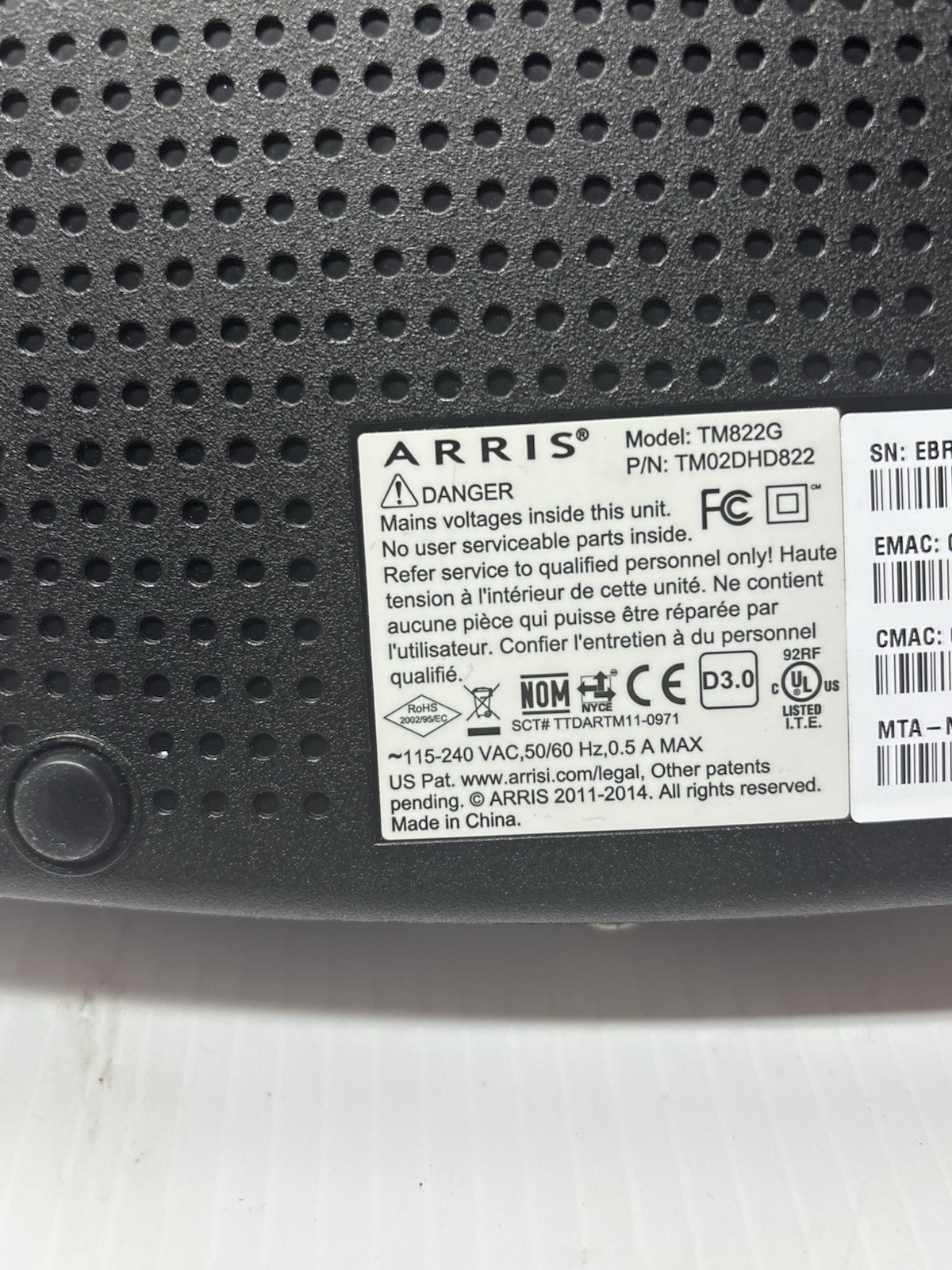 ARRIS TM822G DOCSIS 3.0 Cable Modem TESTED WORKING / OFFER ACCEPT ✅