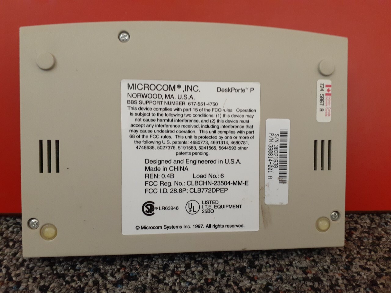“Vintage” Microcom DeskPorte 28.8P Modem W/ AC Adapter, ECT.