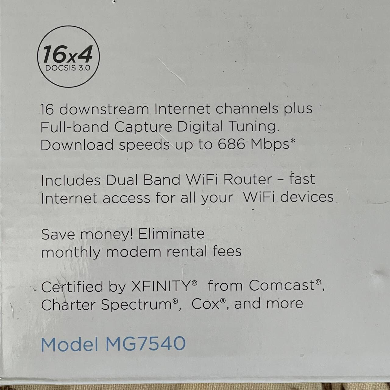 Motorola MG7550 Cable Modem Plus Wifi Router 16×4 Dual Band 686 Mbps