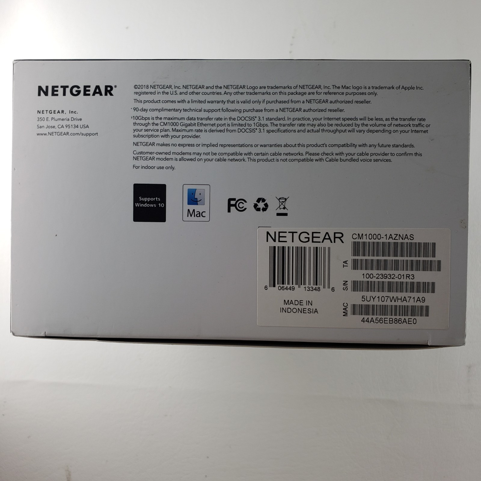 NETGEAR Cable Modem CM1000 Ultra-High Speed DOCSIS 3.1