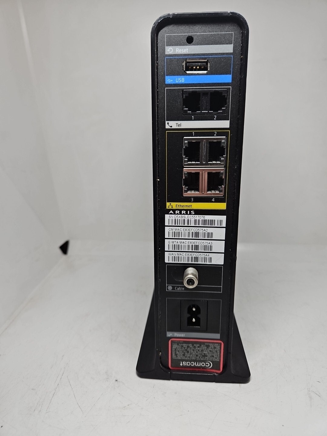 ARRIS TG862G/CT Gateway (Modem + Router) with Battery Backup FOR PARTS