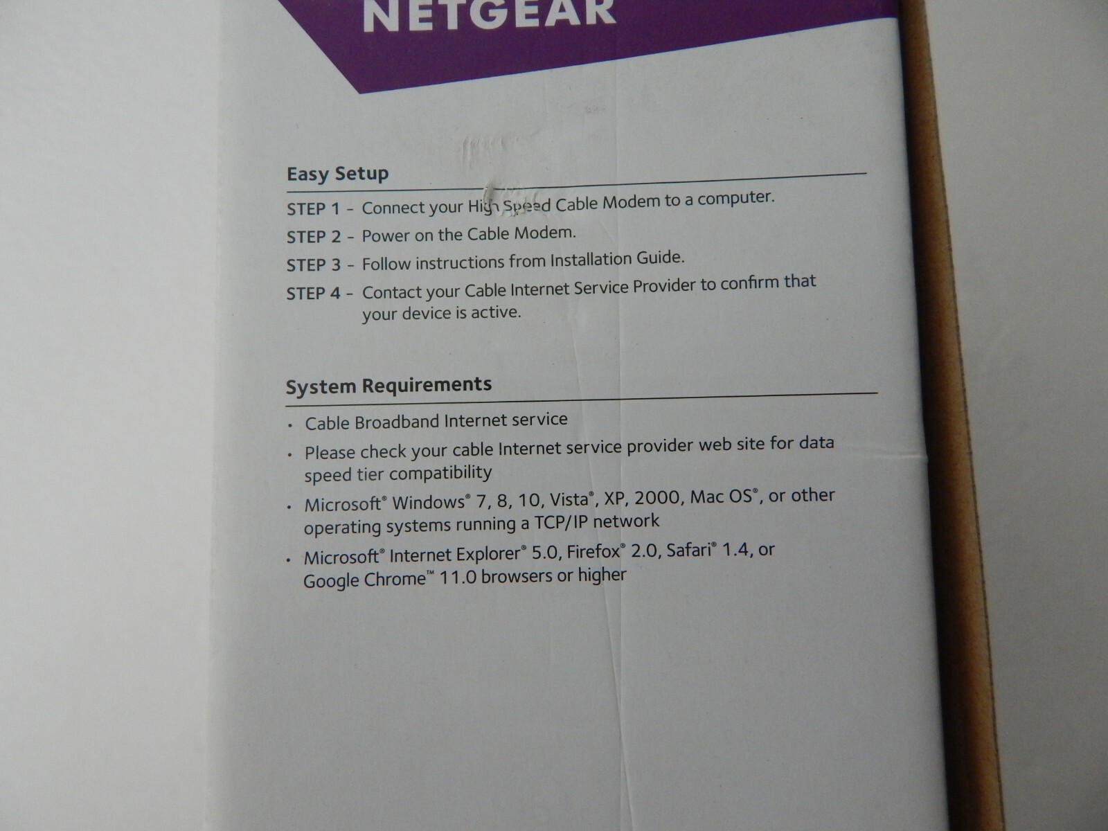 NETGEAR CM700-100NAS High Speed Cable Modem