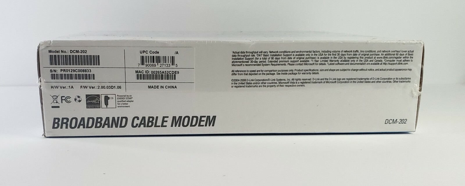 D-Link DCM-202 Broadband Modem (WMM83060)