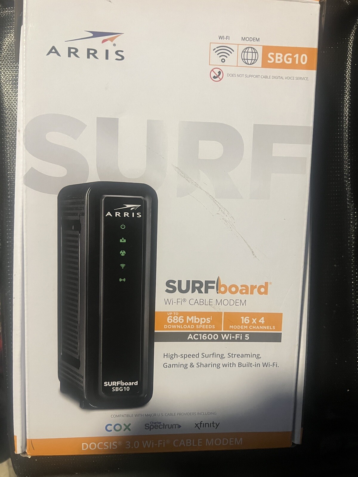 ARRIS SURFboard SBG10 DOCSIS 3.0 Cable Modem & AC1600 Dual Band Wi-Fi Router NEW