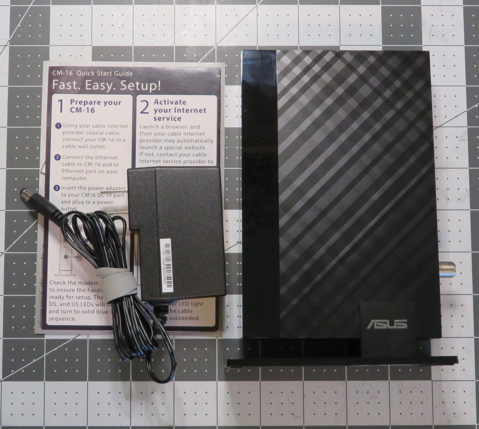 ASUS Cable Modem CM-16 Black DOCSIS 3.0 16×4 Gigabit Ethernet Port Used Working