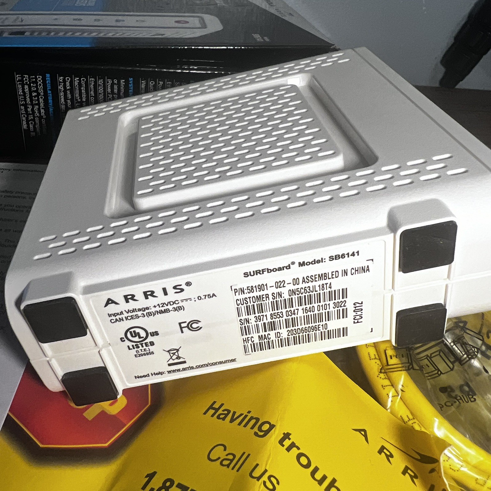 Motorola ARRIS Surfboard SB6141 DOCSIS 3.0 Cable Modem No charger
