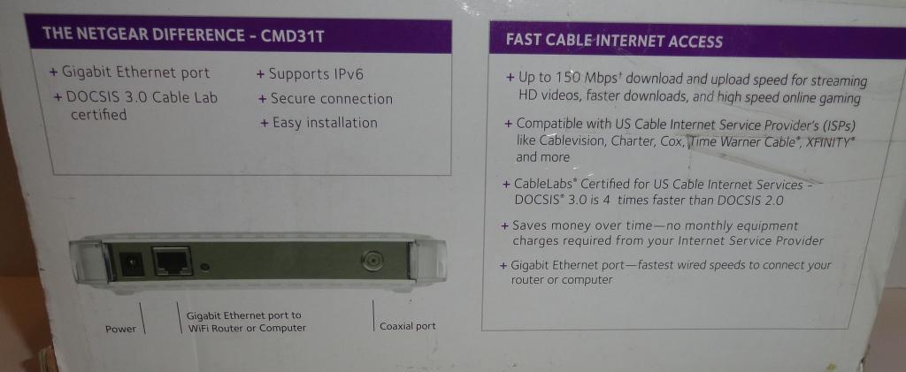 NETGEAR CMD31T-100NAS 153.6 Mbps Modem