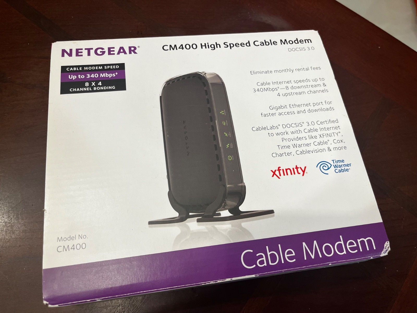 Netgear CM400 Docsis 3.0 High Speed Cable Modem + Power Adapter