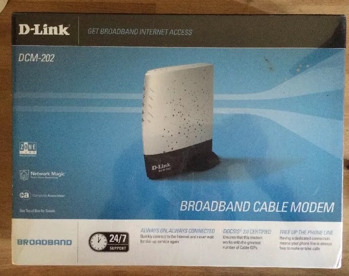 DCM-202 D-LINK BROADBAND CABLE MODEM DOCSIS 2.0 CERTIFIED – NEW IN BOX!