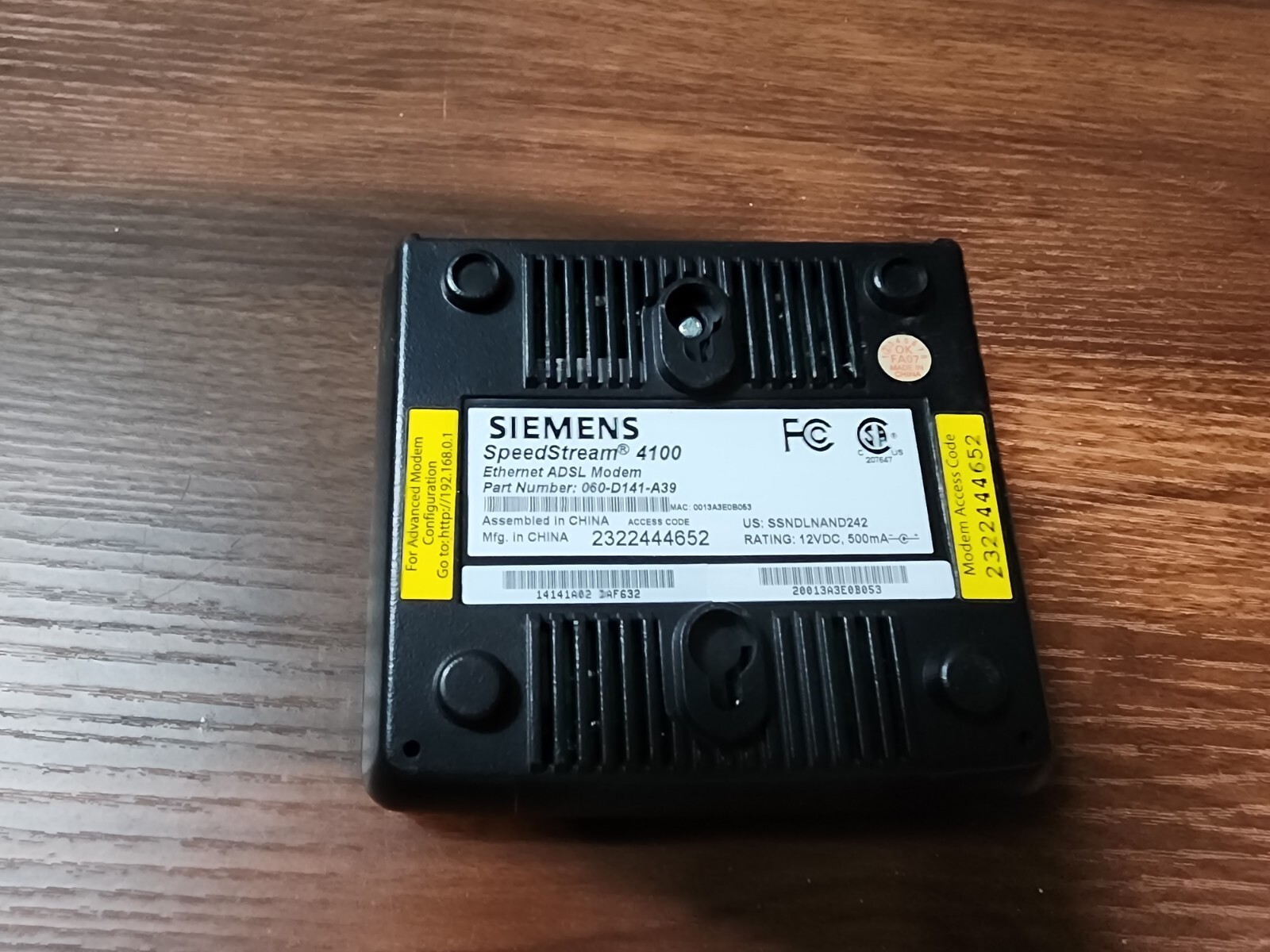 Siemens Speedstream 4100 Ethernet ADSL Modem Only