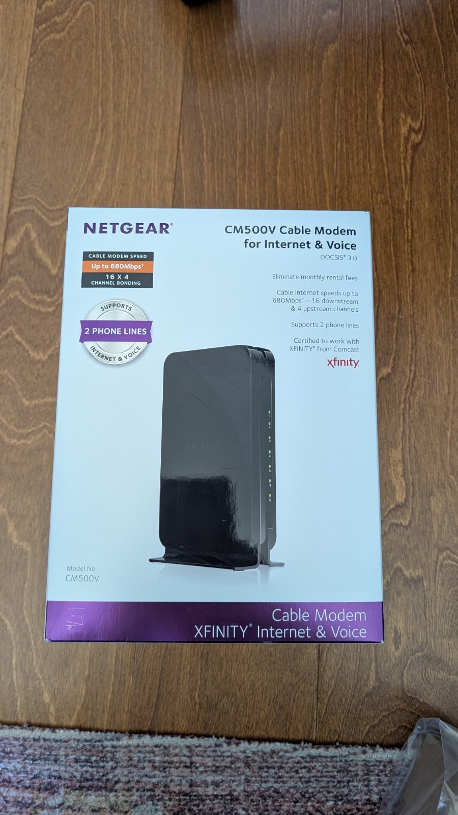 Netgear CM500V 16×4 DOCSIS 3.0 680Mbps Cable Modem Voice Phone – Comcast XFINITY