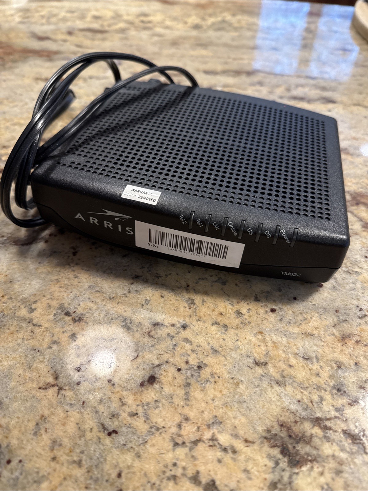 Arris Cable Modem Model TM822A Black w/ Power Cord