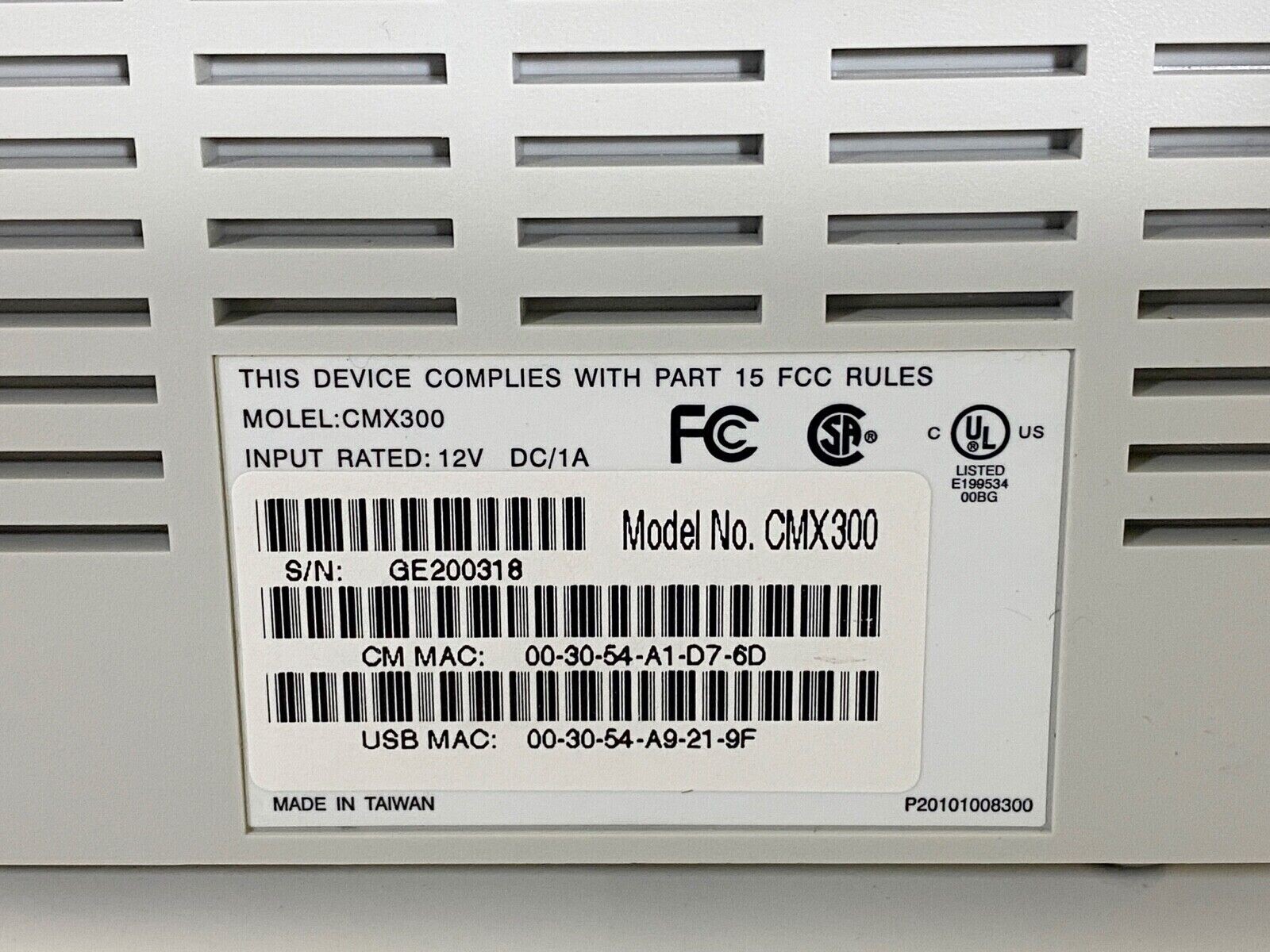 Smart One CMX300 Cable Modem (OPEN BOX BRAND NEW)