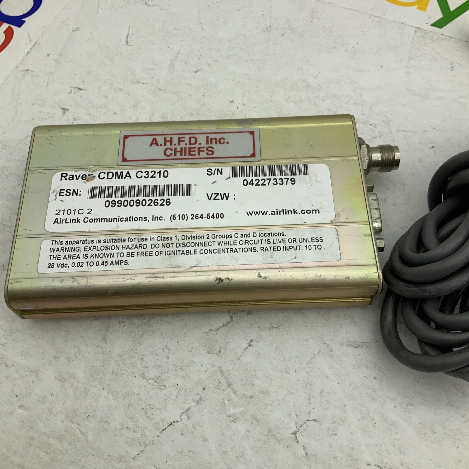 AIRLINK COMMUNICATIONS C3210 SPRINT RAVEN 100 CDMA CELLULAR MODEM