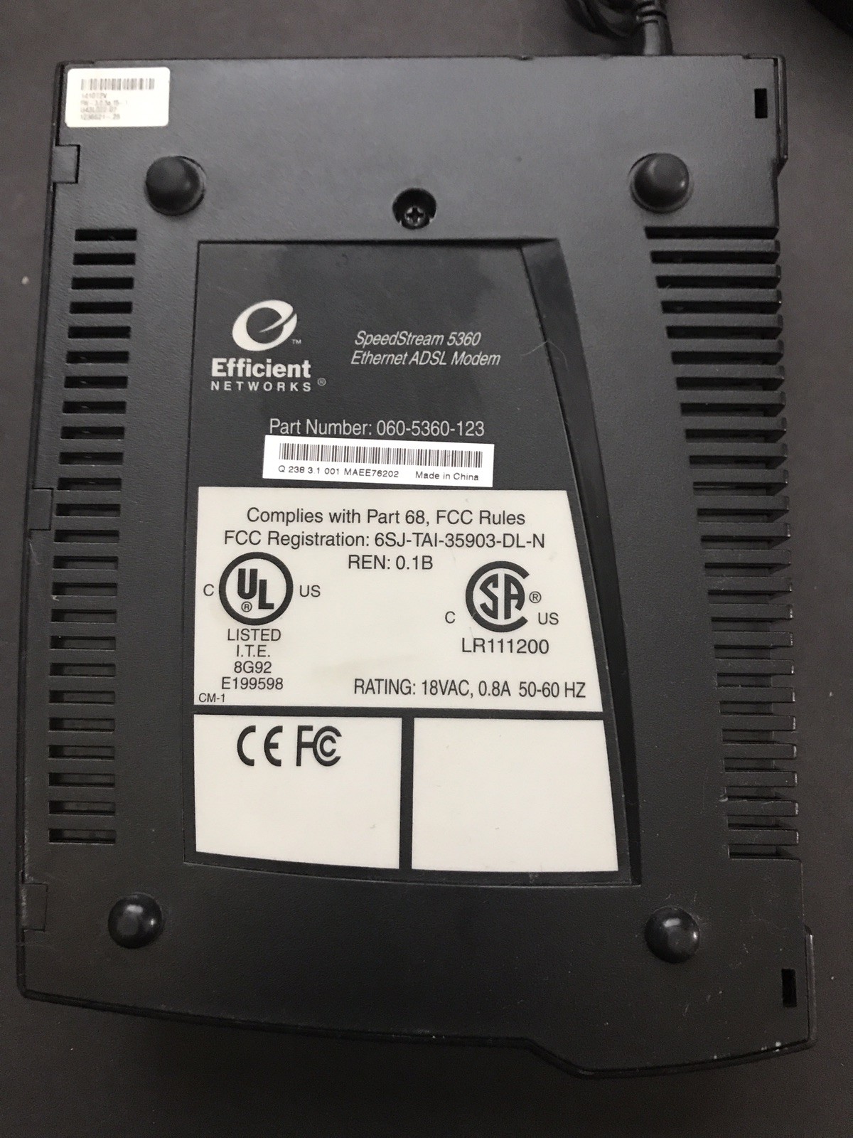 Efficient Networks SpeedStream 5360 Network / Modem part no 060-5360-124