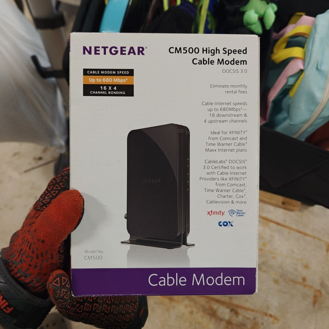 NETGEAR CM500 Cable Modem DOCSIS 3.0 680 Mbps Comcast Cox Xfinity Black