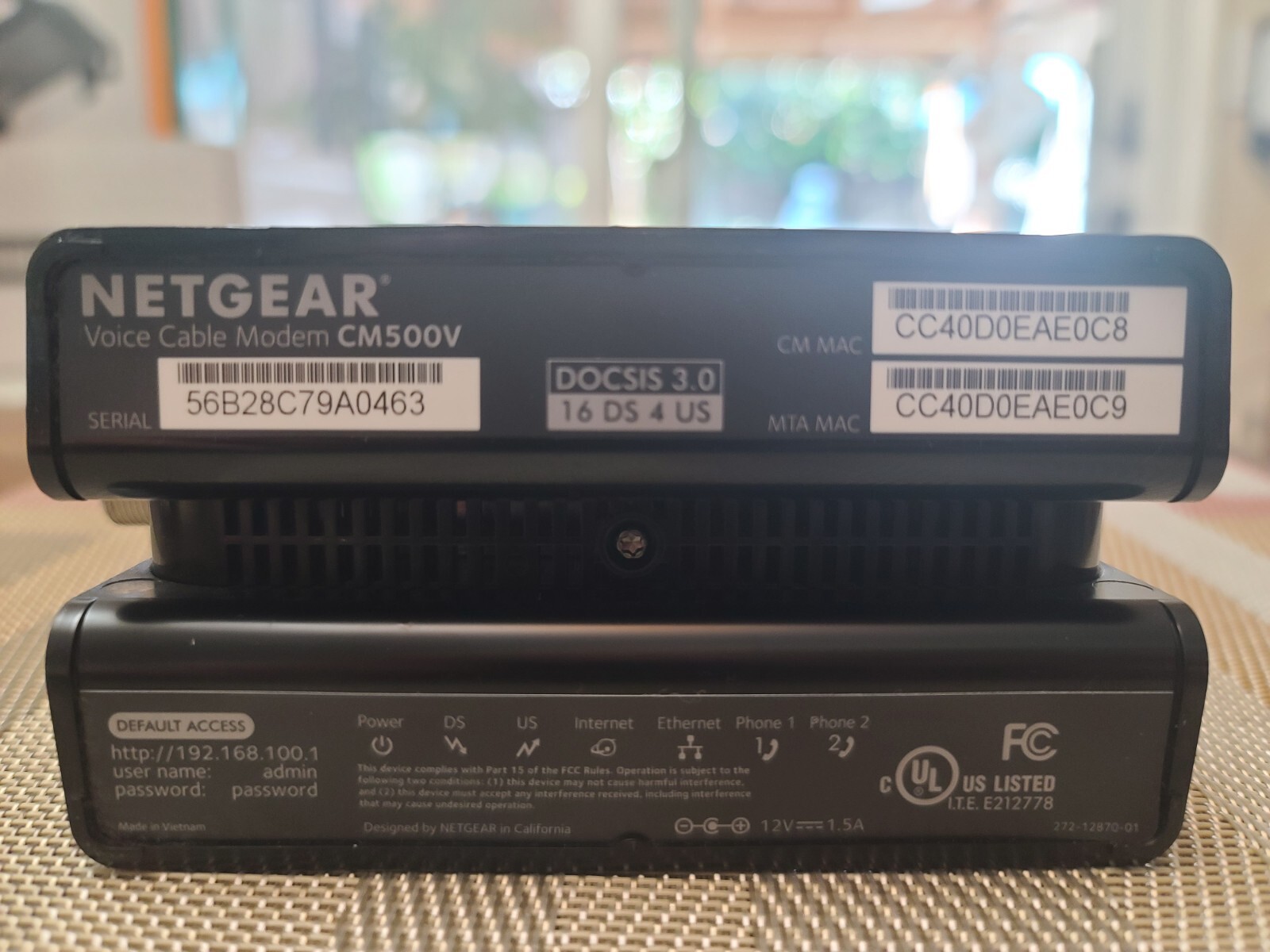 NETGEAR CM500V Cable Modem for Internet & Voice