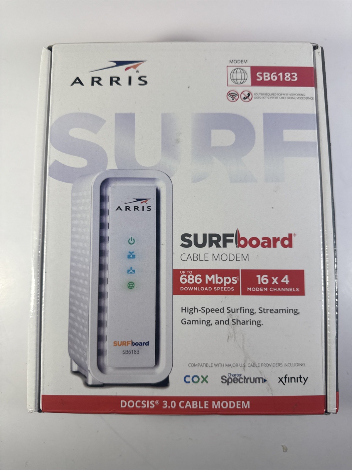 ARRIS SB6183 686 Mbps Cable Modem, White – 59243200300