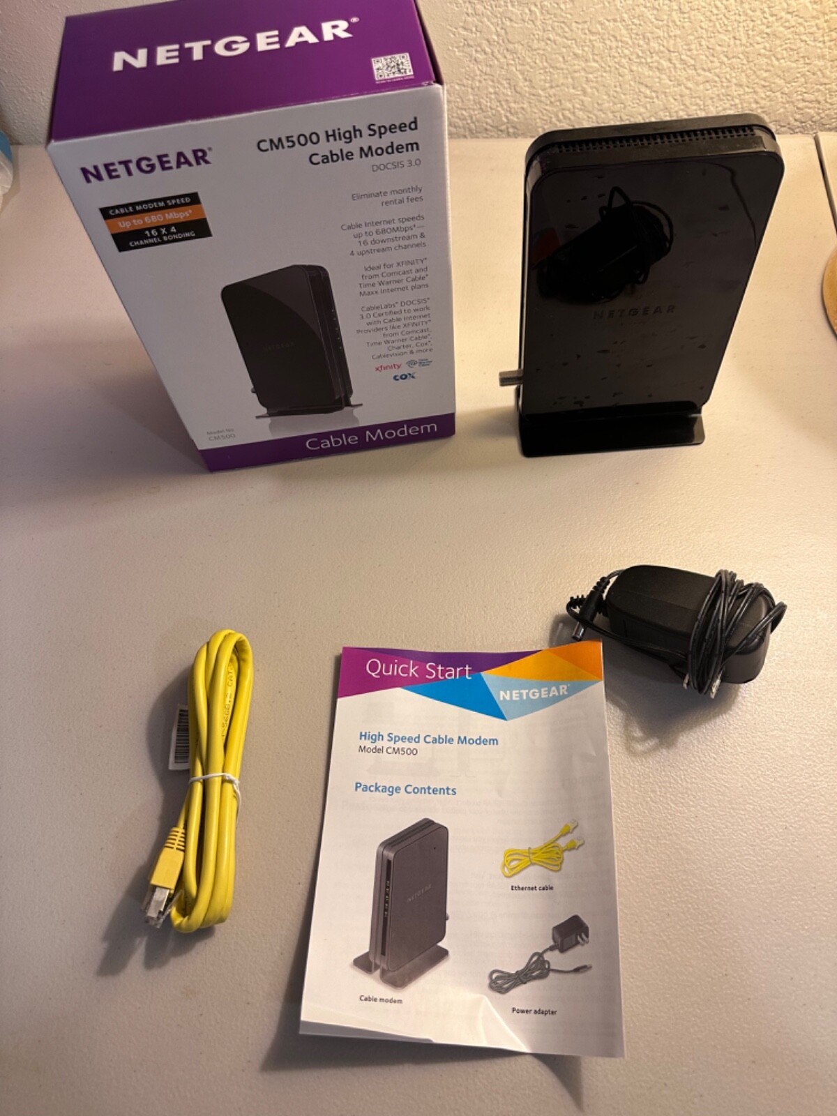 Netgear CM500 Black High Speed Portable Dual Band DOCSIS 3.0 Cable Modem Used