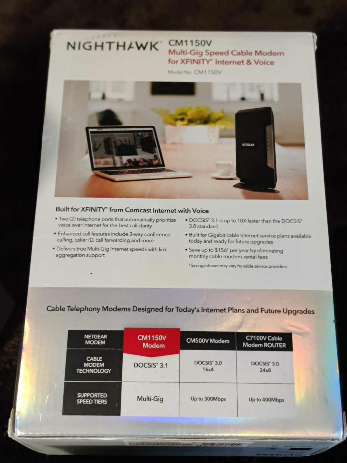 NETGEAR CM1150V Nighthawk Multi-Gig Speed Cable Modem for XFINITY Voice