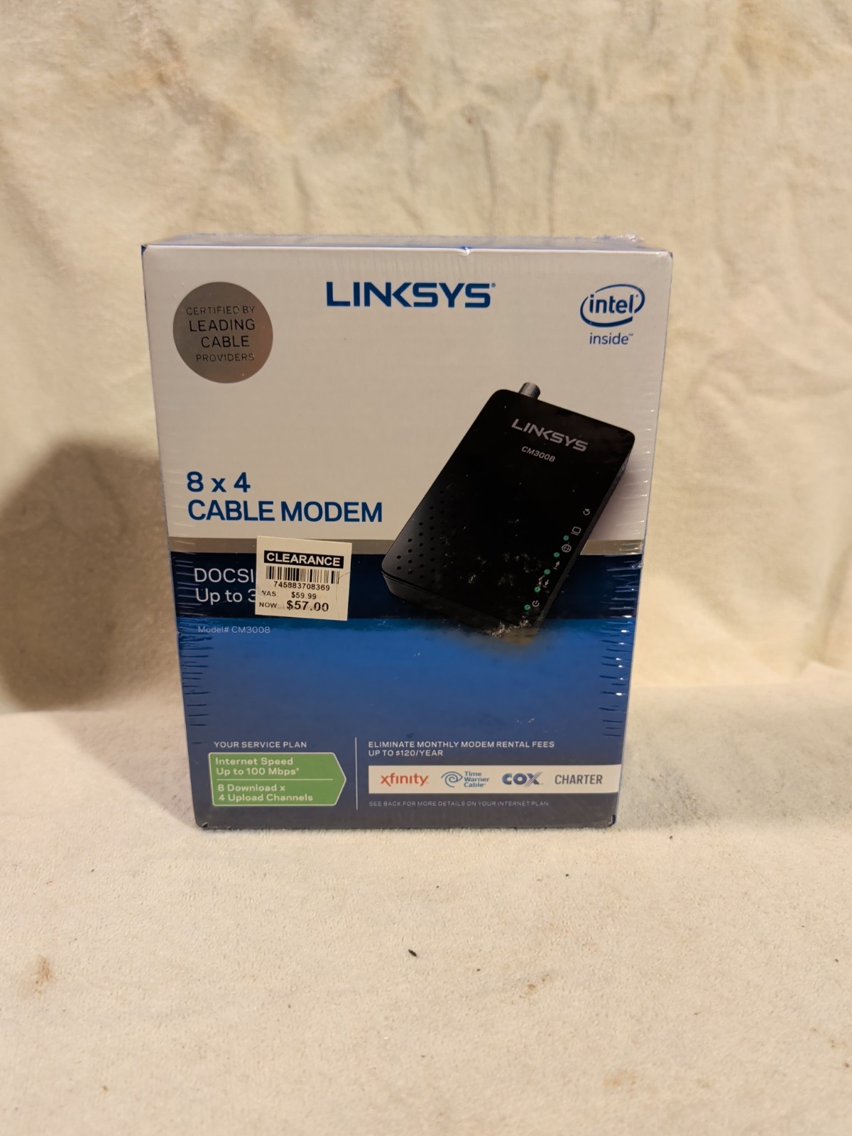 Linksys CM3008 DOCSIS 3.0 Up To 343 Mbps 8 x 4 Cable Modem New Factory Sealed