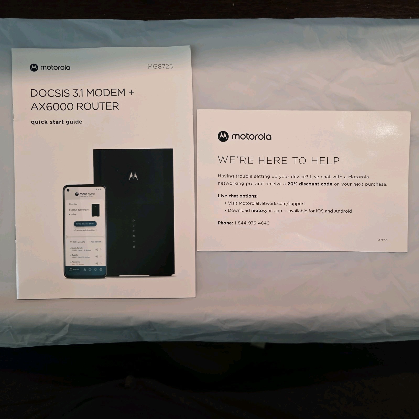 Motorola MT8733 Wireless WiFi Router D3.1 Cable Modem Plus AX 6000 – Functional