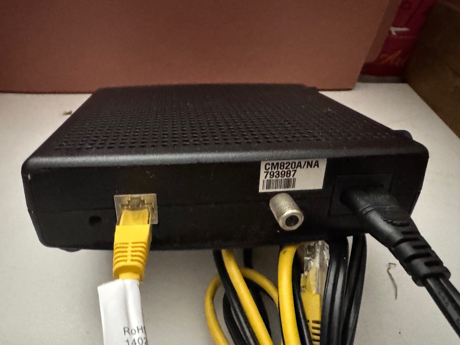 ARRIS Touchstone CM820A Cable Modem, With power cord & Ethernet Cable