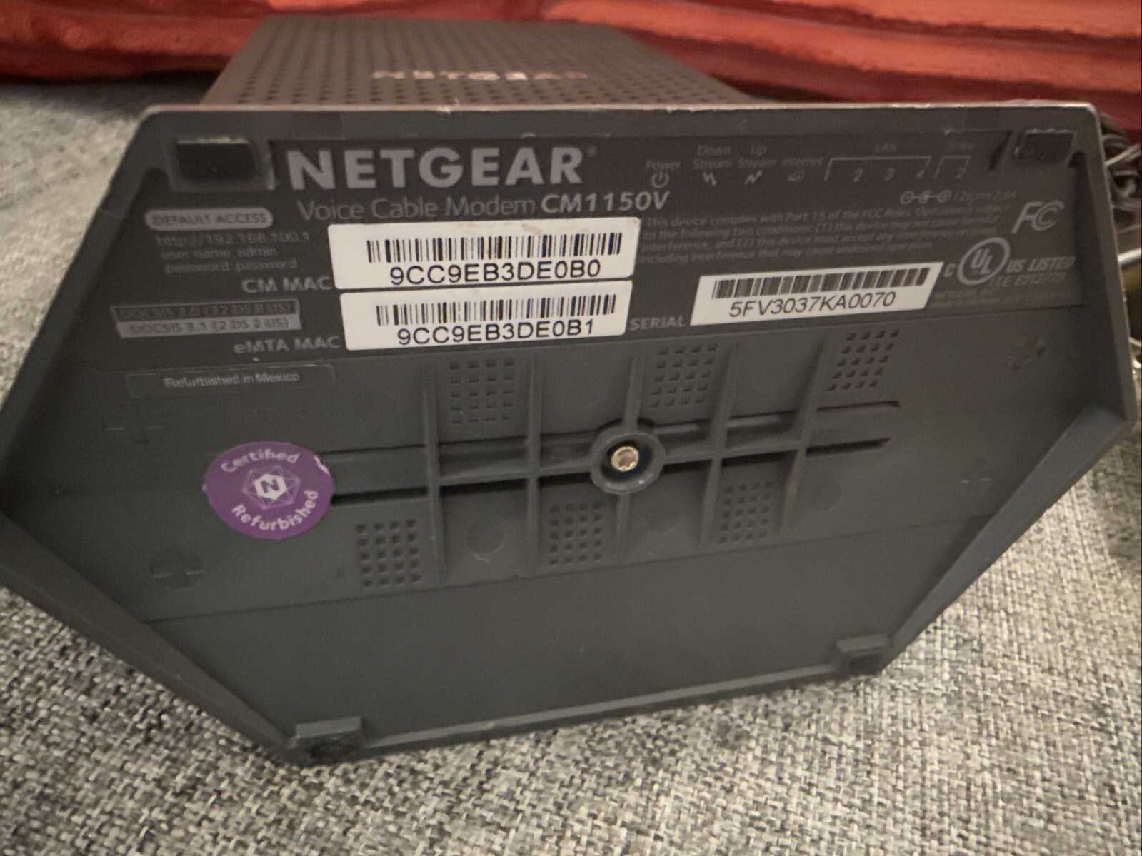 NETGEAR CM1150V Nighthawk Cable Modem supports 2 Gbps Refurb