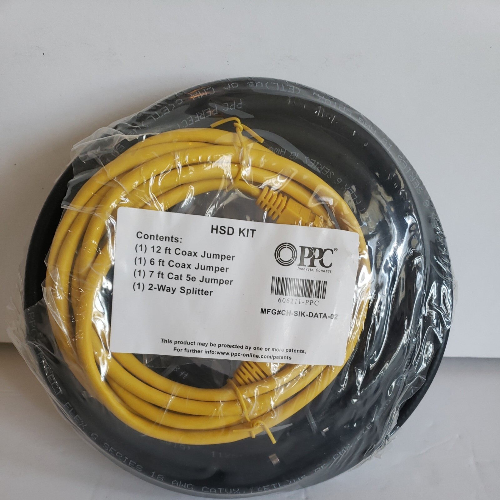 PPC HSD KIT 2 Coax Jumpers 1 Cat 5E Jumper, 1 2-Way Splitter CH-SIK-DATA-02 New