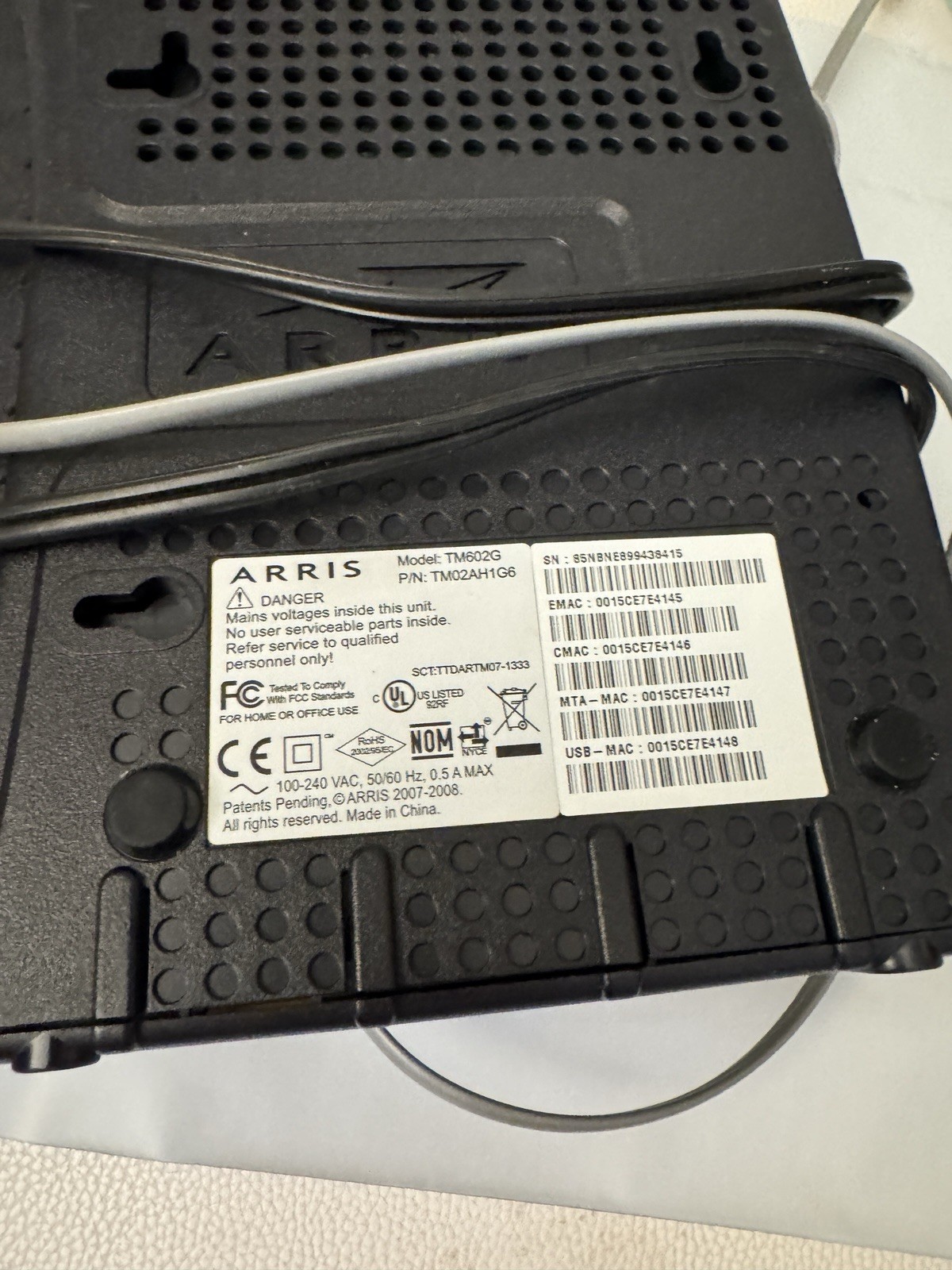 Arris TM602G/CT Modem