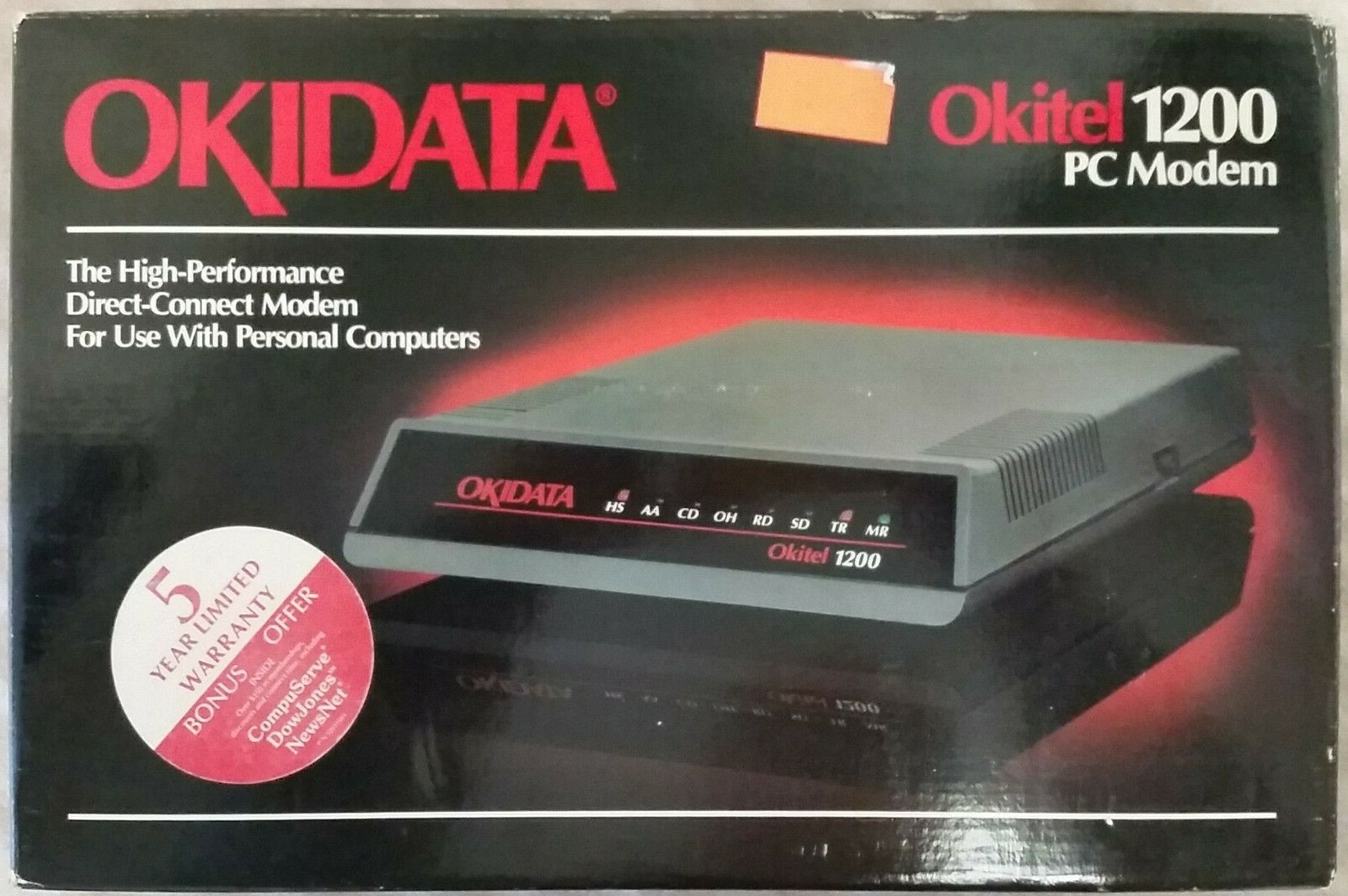 Vintage Okidata PC12P Okitel 1200 External Modem, Complete in Original Box