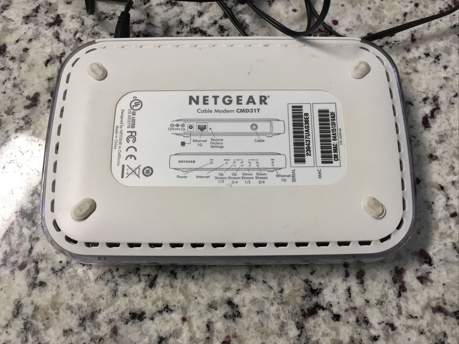 NETGEAR CMD31T-100NAS Docsis 3.0 Cable Modem 150 Mbps