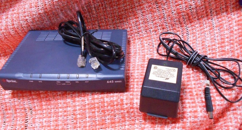 Sprint 645 Series Broadband DSL Modem ADSL, Power Adapter & Cords + FREE Gift