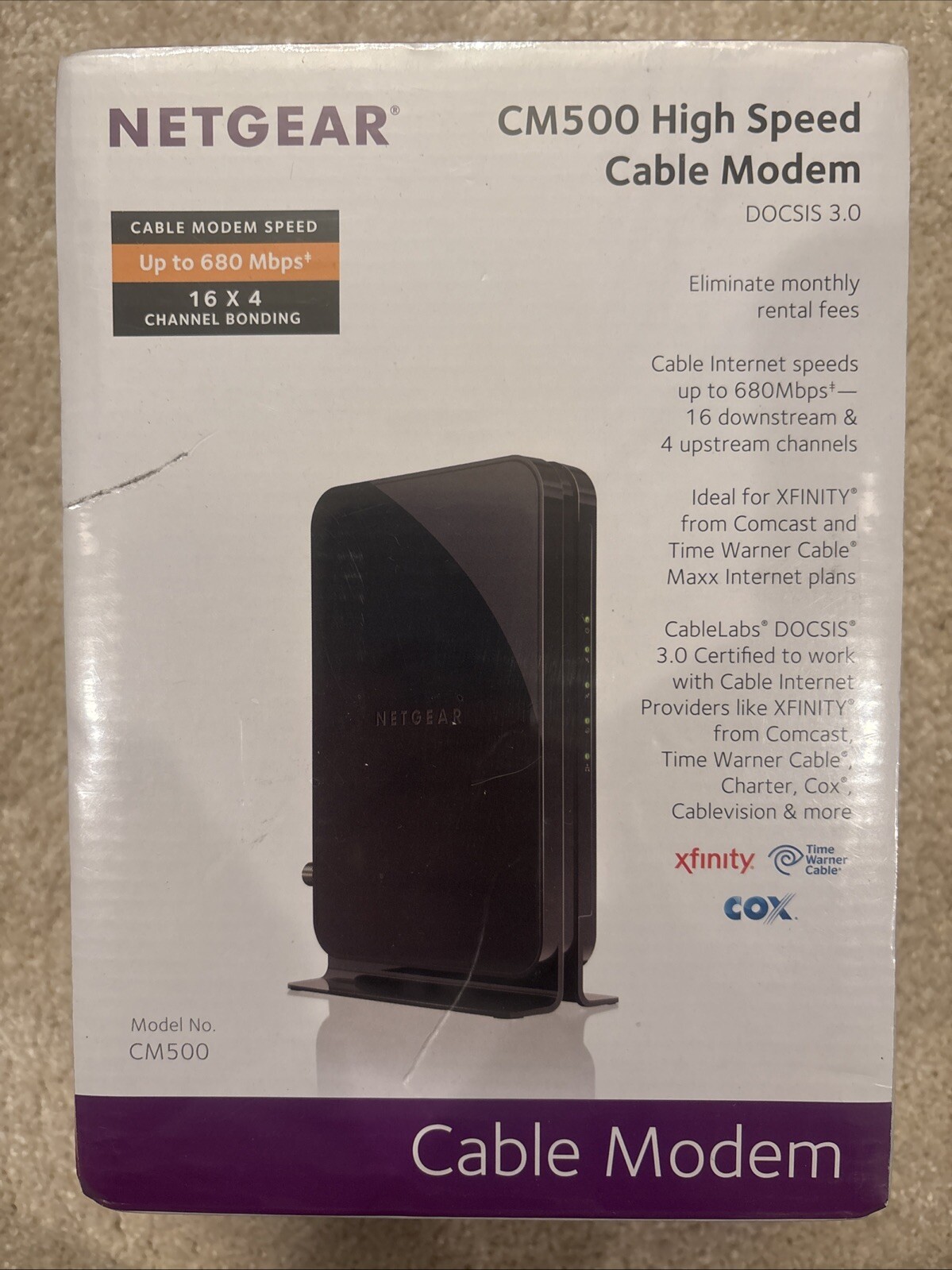 NETGEAR Cm500-1aznas 16×4 DOCSIS 3.0 Cable Modem Max Download Speeds of 680mbps
