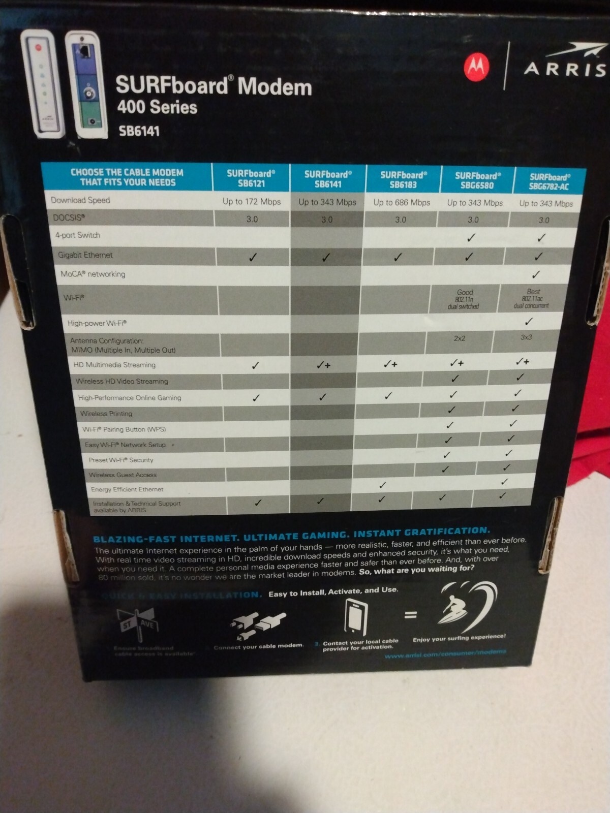 NEW Motorola ARRIS SURFboard SB6141 Docsis 3.0 Cable Computer Modem 400 Series