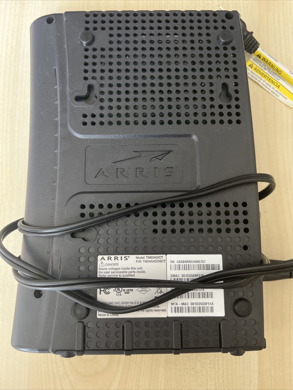 Arris TM604G/CT Touchstone Telephony Cable Modem TM04AHDG6CT