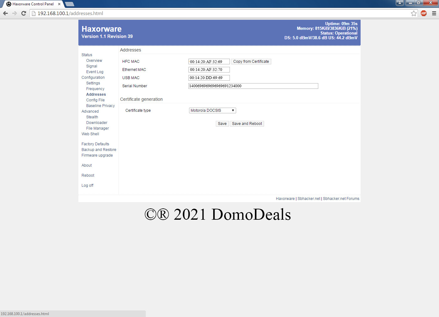 Motorola SB5101 DOCSIS 2.0 Cable Modem with Haxorware