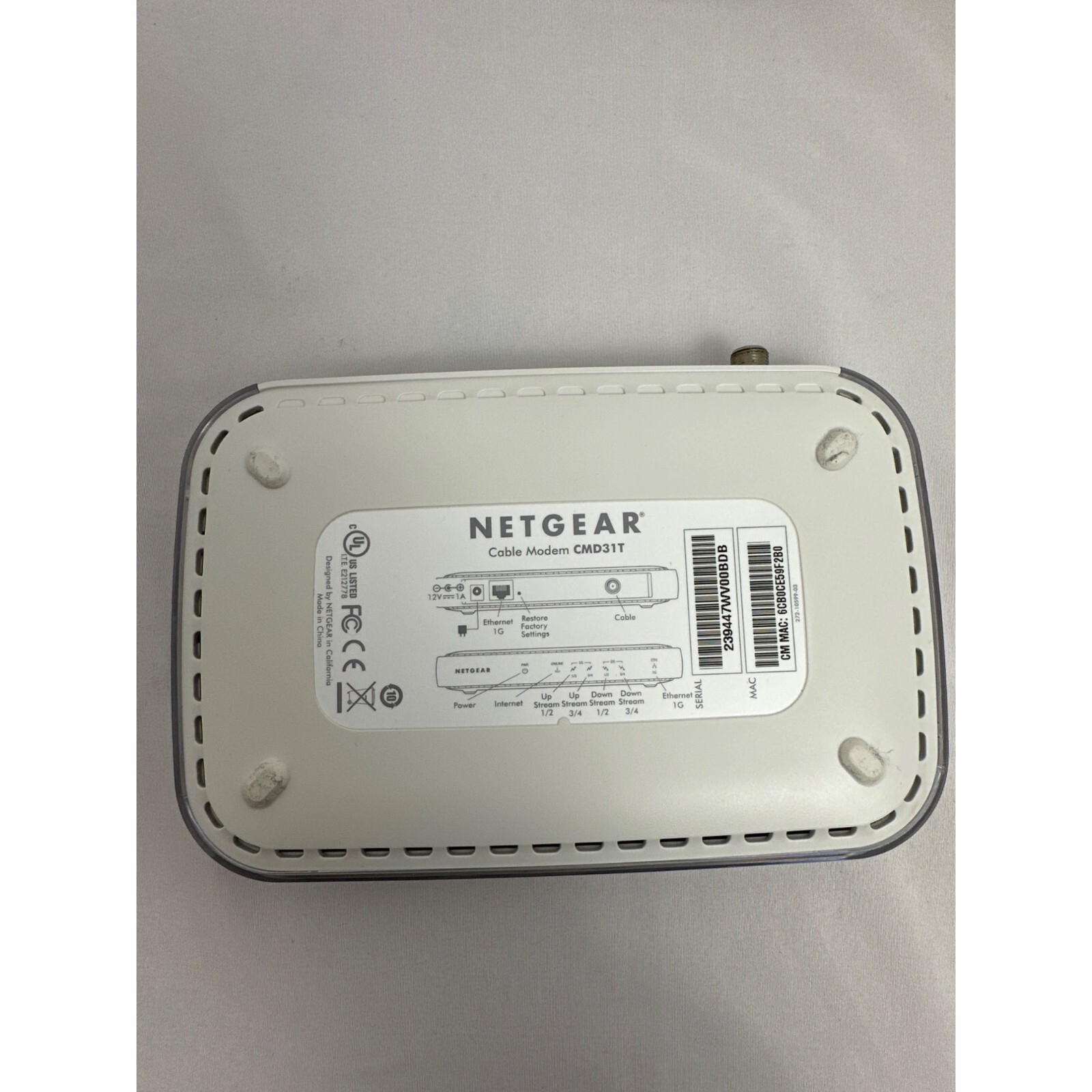 NETGEAR High Speed Cable Modem DOCSIS 3.0 Model#CMD31T UNTESTED