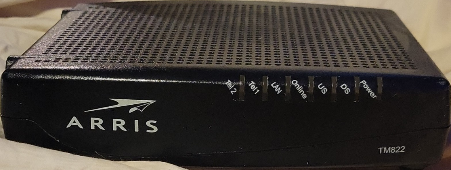 ARRIS TM822 DOCSIS 3.0 Cable Modem VoIP 343Mbps 1xLAN RJ11 Black