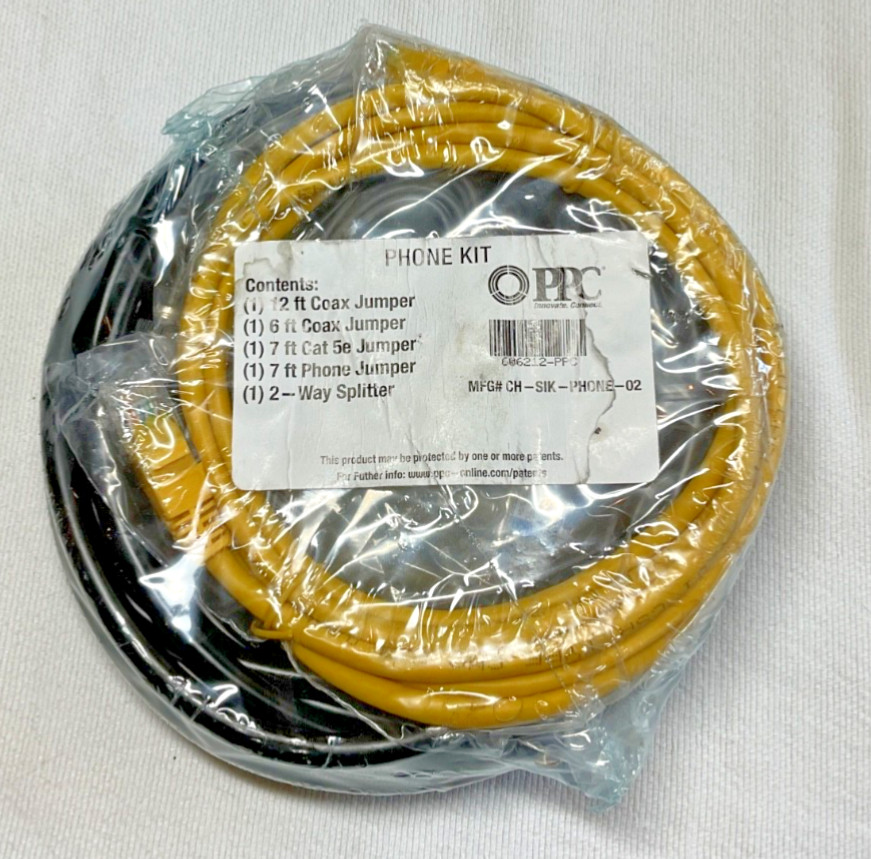 PPC HSD KIT 2 Coax Jumpers 1 Cat 5E Jumper, 1 2-Way Splitter CH-SIK-DATA-02 New