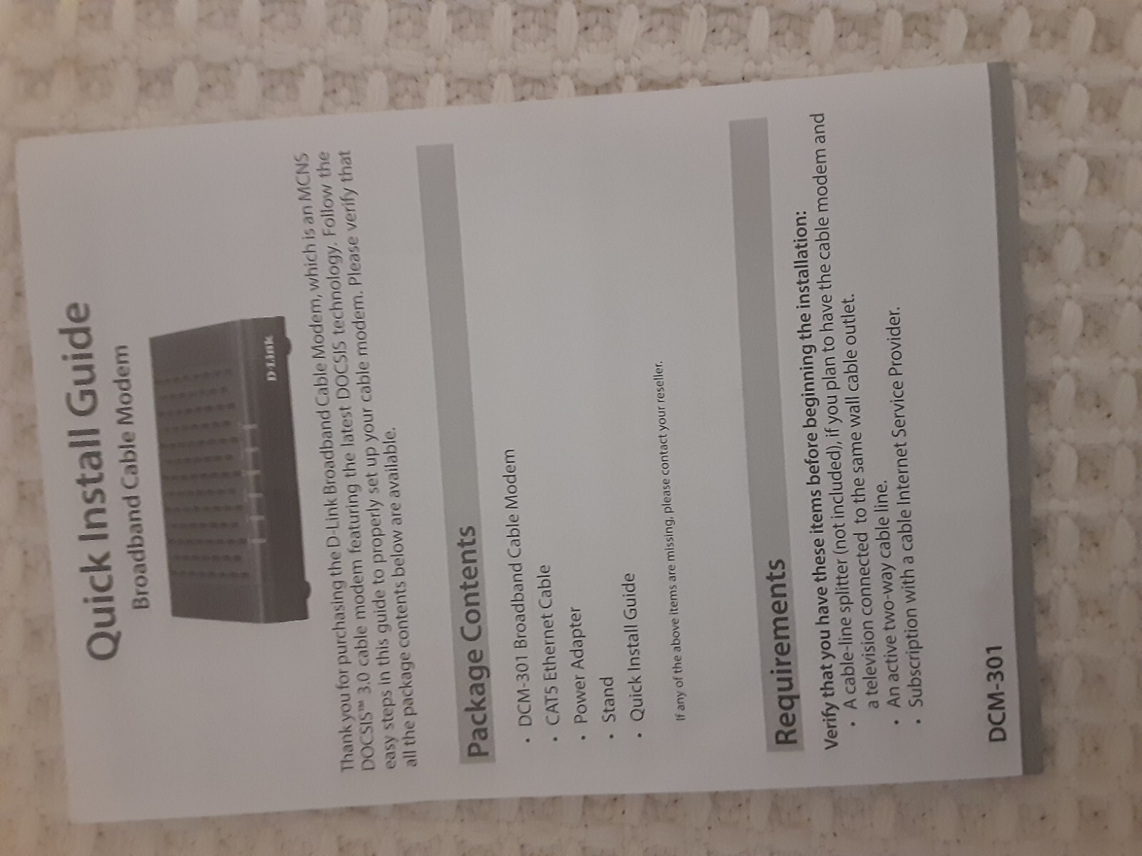 D-Link DOCSIS 3.0 Cable Modem (DCM-301) New in Box