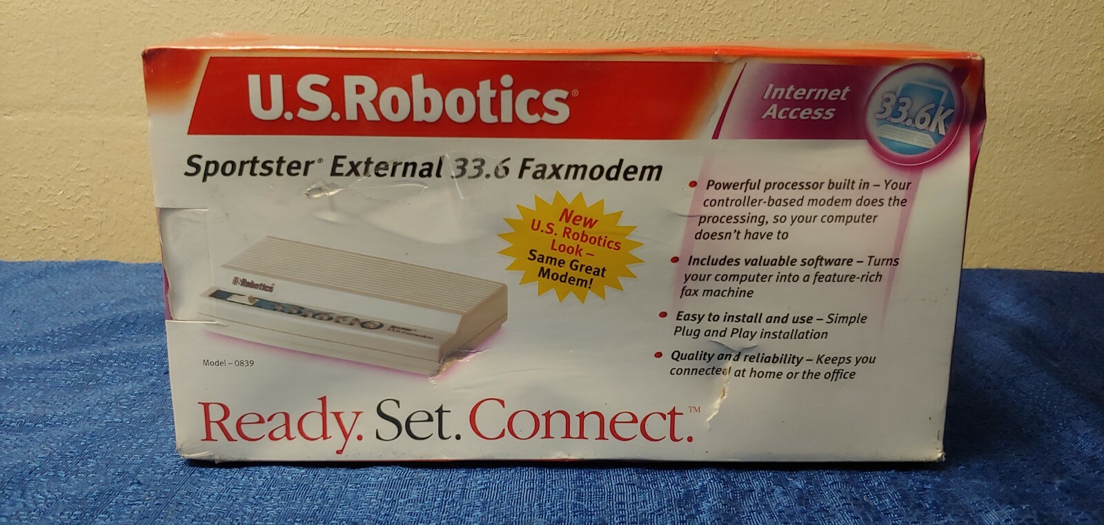 New US Robotics Sportster External 33.6Kbps Faxmodem – Model No 0839