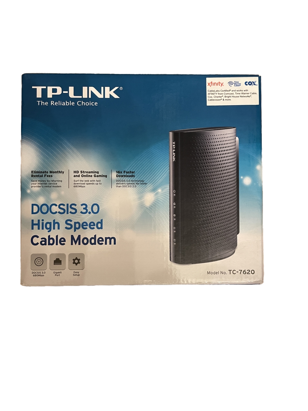 TP-Link TC-7620 V1.0 16×4 680Mbps Cable Modem Xfinity Spectrum Cox Pre-Owned