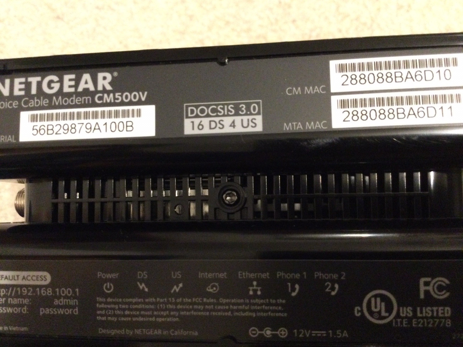 Netgear High Speed Cable Modem Model CM500
