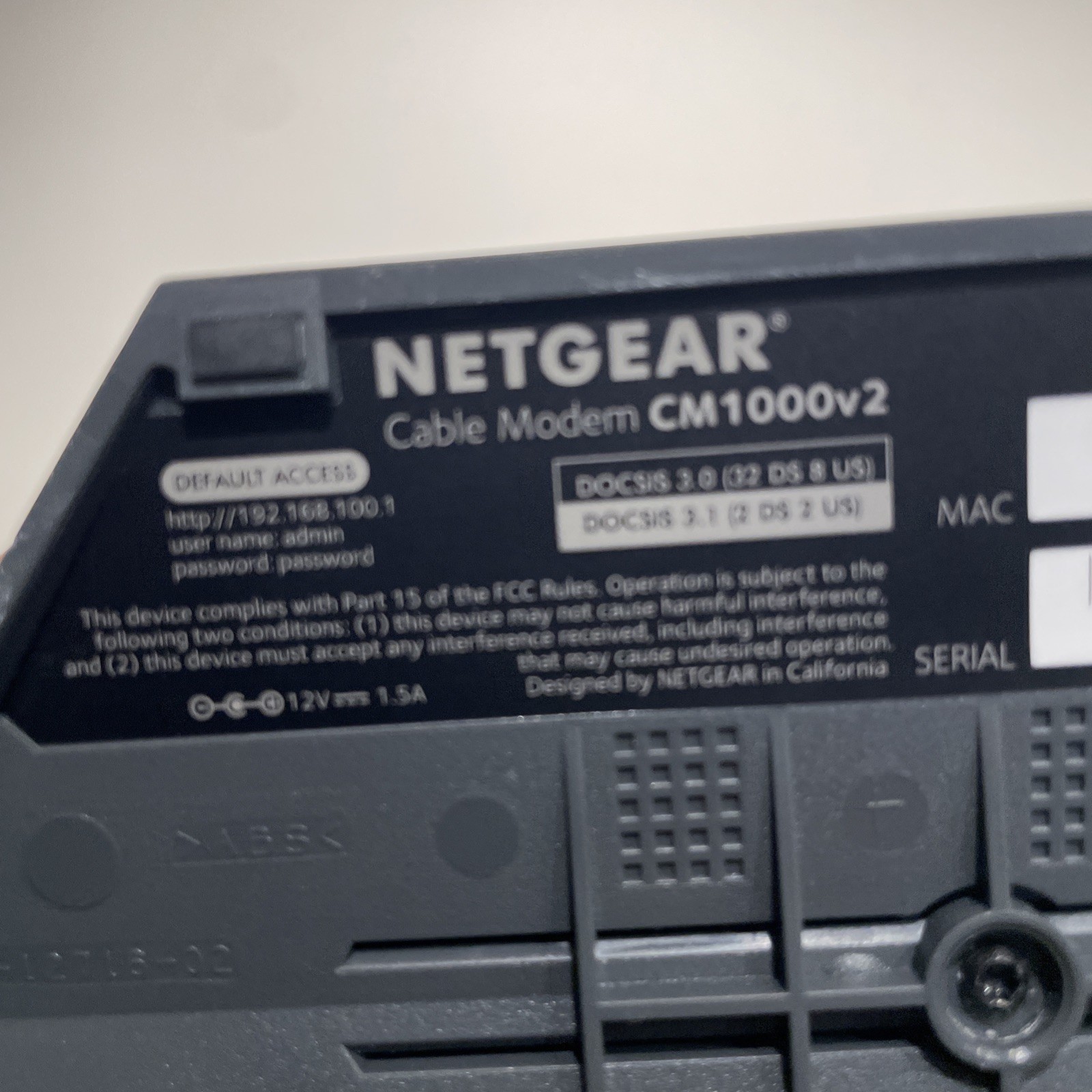 Netgear CM1100 v2 Cable Modem DOCSIS 3.1 Nighthawk